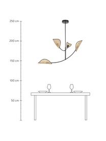 Lámpara de techo grande con tejido vienés Freja, Estructura: metal con pintura en polv, Anclaje: metal con pintura en polv, Negro, marrón claro, An 112 x Al 89 cm