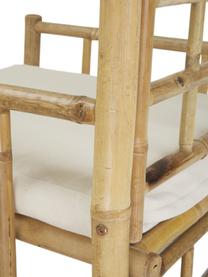 Bamboehouten fauteuil Mandisa met zitkussen, Frame: onbehandeld bamboehout, Bekleding: canvas, Bamboe, wit, B 70  x D 70 cm