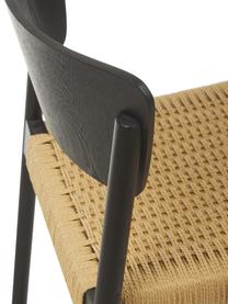 Krzesło z drewna z rattanowym siedziskiem Danny, 2 szt., Stelaż: lite drewno sosnowe, Czarny, beżowy, S 52 x G 51 cm
