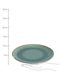 Frühstücksteller Matera in Grün mit Farbverlauf und Unebenheiten, 6 Stück, Keramik, Grün, Ø 23 x H 2 cm