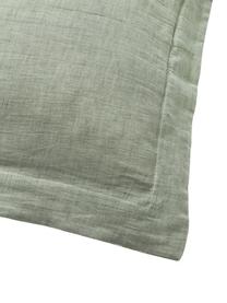 Jacquard Baumwoll-Leinen-Kopfkissenbezug Amita, Webart: Perkal Fadendichte 260 TC, Salbeigrün, B 40 x L 80 cm