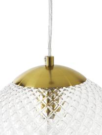 Kleine Pendelleuchte Lorna aus Glas, Lampenschirm: Glas, Transparent, Goldfarben, Ø 25 cm
