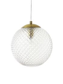 Kleine Pendelleuchte Lorna aus Glas, Lampenschirm: Glas, Transparent, Goldfarben, Ø 25 cm