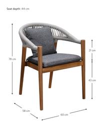 Garten-Stuhl Malmö aus Akazienholz, 2 Stück, Gestell: Akazienholz, Schwarz, Eukalypthusholz, B 60 x T 58 cm