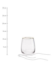 Mundgeblasene Wassergläser Ellery mit Goldrand, 4 Stück, Glas, Transparent mit Goldrand, Ø 9 x H 10 cm
