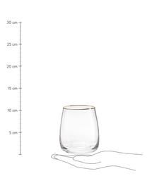 Bicchiere acqua in vetro soffiato con bordo dorato Ellery 4 pz, Vetro, Trasparente con bordo oro, Ø 9 x Alt. 10 cm