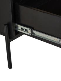 Cassettiera nera con intreccio viennese Vienna, Piedini: metallo verniciato a polv, Nero, beige, Larg. 105 x Alt. 78 cm