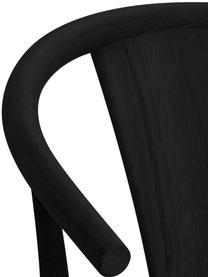 Silla con reposabrazos Janik, Estructura: roble barnizado, Asiento: mimbre de junco, Negro, An 54 x Al 54 cm