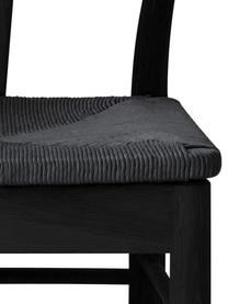 Chaise en bois avec jonc tressé Janik, Noir, larg. 54 x prof. 54 cm
