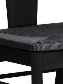 Chaise en bois avec jonc tressé Janik, Noir, larg. 54 x prof. 54 cm