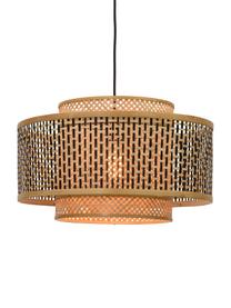 Závesná lampa z bambusu Bhutan, Svetlohnedá, čierna, Ø 50 x V 30 cm