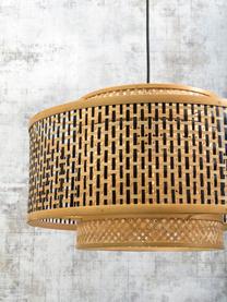 Lámpara de techo de bambú Bhutan, Pantalla: bambú, Anclaje: metal recubierto, Cable: cubierto en tela, Beige, negro, Ø 50 x Al 30 cm