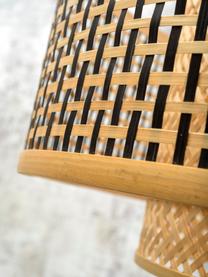 Lámpara de techo de bambú Bhutan, Pantalla: bambú, Anclaje: metal recubierto, Cable: cubierto en tela, Marrón claro, negro, Ø 50 x Al 30 cm