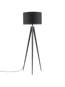 Lámpara de pie trípode Jake, estilo moderno, Pantalla: mezcla de algodón, Cable: plástico, Negro, Ø 50 x Al 154 cm