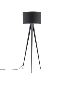Lampada treppiede da terra Jake, Paralume: misto cotone, Gambe: metallo verniciato a polv, Nero, Ø 50 x Alt. 154 cm