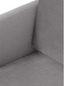 Méridienne en velours et pieds en métal Fluente, Velours gris clair, larg. 202 x prof. 85 cm, dossier à gauche
