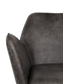 Kunstleren lounge fauteuil Bon in industrieel design, Bekleding: kunstleer (64% polyuretha, Poten: gelakt metaal, Kunstleer donkergrijs, B 80 x D 76 cm