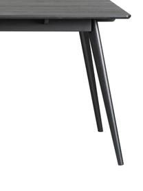 Eettafel Yumi in zwart, 190 x 90 cm, Tafelblad: MDF, gelakt essenhoutfine, Poten: massief gebeitst rubberho, Zwart, B 190 x D 90 cm
