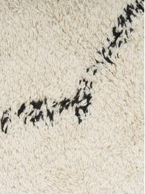 Handgetufteter Baumwollteppich Bina mit Rautenmuster und Fransen, 100% Baumwolle, Beige, Schwarz, B 160 x L 230 cm (Größe M)