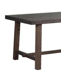 Grande table en bois massif Brooklyn, 220 x 95 cm, Bois de chêne massif, teinté et laqué incolore, Chêne, teinté brun foncé, larg. 220 x prof. 95 cm