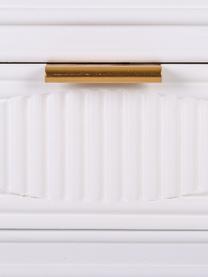 Consolle in legno color bianco/dorato con cassetti scanalati Janette, Legno laccato bianco, dorato, Larg. 82 x Alt. 78 cm