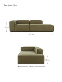 Szezlong modułowy Lennon, Tapicerka: poliester Dzięki tkaninie, Stelaż: lite drewno sosnowe z cer, Nogi: tworzywo sztuczne Materia, Zielona tkanina, S 269 x G 119 cm, oparcie lewostronne