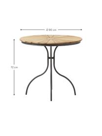 Okrúhly stôl na balkón s doskou z tíkového dreva Hard & Ellen, Antracitová, tíkové drevo, Ø 80 x V 72 cm