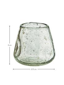 Portavelas artesanal Bubble, 2 uds., Vidrio, Verde, Ø 9 x Al 9 cm