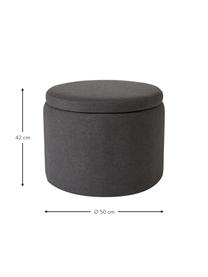 Puf tapizado Alida, con espacio de almacenamiento, Tapizado: 100% poliéster Alta resis, Estructura: madera contrachapada, met, Terciopelo gris oscuro, Ø 50 x Al 42 cm