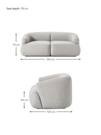 Canapé modulable 2 places Sofia, Tissu gris clair, larg. 186 x prof. 103 cm