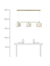 Lámpara de techo grande Liara, Estructura: metal cepillado, Fijación: metal cepillado, Cable: cubierto en tela, Beige, latón, An 140 x Al 90 cm