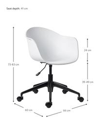 Krzesło biurowe Claire, Stelaż: metal malowany proszkowo, Biały, S 66 x G 60 cm