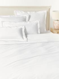 Taie d'oreiller en satin de coton Carlotta, Blanc pur, beige clair, larg. 50 x long. 70 cm