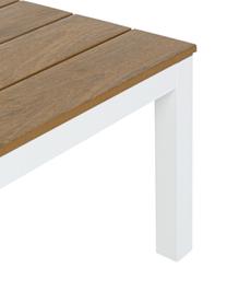 Salon de jardin aluminium Elias, 4 élém., Blanc, bois, beige, Lot de différentes tailles