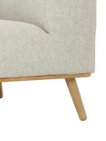 Divano angolare con piedini in legno di quercia Archie, Rivestimento: 100% lana, Struttura: legno di pino, certificat, Gambe: legno massello di rovere,, Tessuto beige, Larg. 264 x Prof. 162 cm, chaise-longue a sinistra