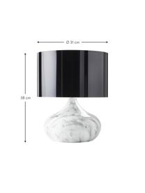 Tischlampe Mamo in Marmor-Optik, Lampenschirm: Kunststoff, Schwarz, Weiß, marmoriert, Ø 31 x H 38 cm