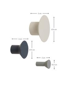 Wandhaken-Set Spot aus Metall, 3-tlg., Metall, beschichtet, Grau, Schwarz, Beige, Set in verschiedenen Größen