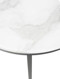 Runder Beistelltisch Antigua mit Glasplatte in Marmor-Optik, Tischplatte: Glas, matt bedruckt, Gestell: Stahl, pulverbeschichtet, Marmor-Optik Weiß, Schwarz, Ø 45 x H 50 cm