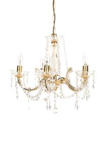 Lustre baroque salon à pampilles transparentes Marie Therese, Couleur dorée, transparent, Ø 48 x haut. 42 cm