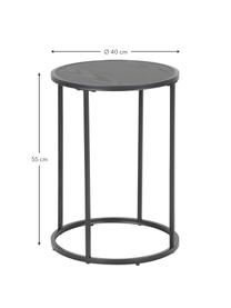 Okrúhly pomocný stolík z dreva a kovu Seaford, Čierna, Ø 40 x V 55 cm