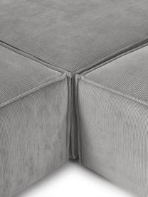 Divano angolare componibile in velluto a coste Lennon, Rivestimento: velluto a coste (92% poli, Struttura: legno di pino massiccio, , Piedini: plastica, Velluto a coste grigio, Larg. 418 x Alt. 68 cm, chaise-longue a sinistra