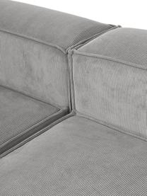 Divano angolare componibile in velluto a coste Lennon, Rivestimento: velluto a coste (92% poli, Struttura: legno di pino massiccio, , Piedini: plastica, Velluto a coste grigio, Larg. 418 x Alt. 68 cm, chaise-longue a sinistra