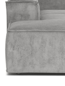 Canapé lounge modulable en velours côtelé Lennon, Velours côtelé gris, larg. 418 x prof. 68 cm, méridienne à gauche