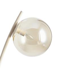 Kleine Stehlampe Cora mit Travertin-Fuß, Lampenschirm: Glas, Gestell: Stahl, beschichtet, Lampenfuß: Travertin, Champagnerfarben, Beige, Ø 25 x H 127 cm
