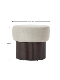 Poef Nala met opbergruimte, Bekleding: 100% polyester, Frame: hout, FSC-gecertificeerd, Geweven stof beige, donker hout, Ø 50 x H 44 cm