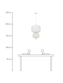 Design hanglamp Misaki uit rijstpapier, Lampenkap: rijstpapier, Decoratie: hout, Baldakijn: gepoedercoat metaal, Wit, Ø 40 x H 70 cm