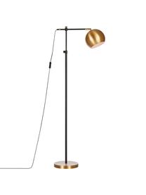 Kleine industriële leeslamp Chester van metaal, Frame: gelakt messing, Lampvoet: messing, Bruin, zwart, D 61 x H 122 cm