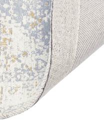 Handgeweven chenille loper Neapel in vintage stijl, Bovenzijde: 95% katoen, 5% polyester, Onderzijde: 100% katoen, Duivenblauw, crèmekleurig & taupe, met patroon, B 80 x L 200 cm
