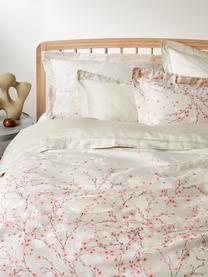 Baumwollsatin-Bettdeckenbezug Sakura mit Blumen-Print in Beige, Webart: Satin Fadendichte 250 TC,, Beige, B 200 x L 200 cm