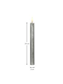 LED-Stabkerzen Bonna, 2 Stück, Wachs, Silberfarben, Ø 2 x H 24 cm